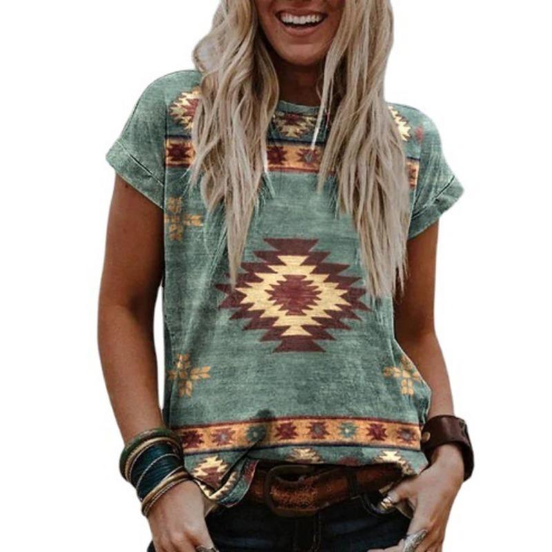 Short Sleeved T-shirt for Women with Round Neck Print Trendy Street Style Short Sleeved Loose Fit Shirt