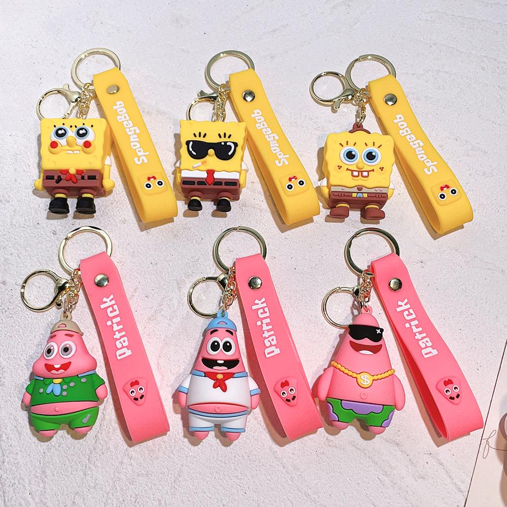 Anime Spongebob Squarepants Keychain Patrick Star Kawaii PVC Toys Keychain Backpack Charm Birthday Gift For Kid