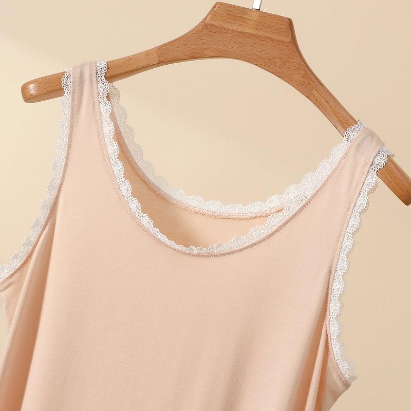 Plus Size L to 4XL Lace O-Neck Tank Tops Women's Lace Trim Camisole Bralette Casual Daily Layering Underwear Sleeveless Tee Tops