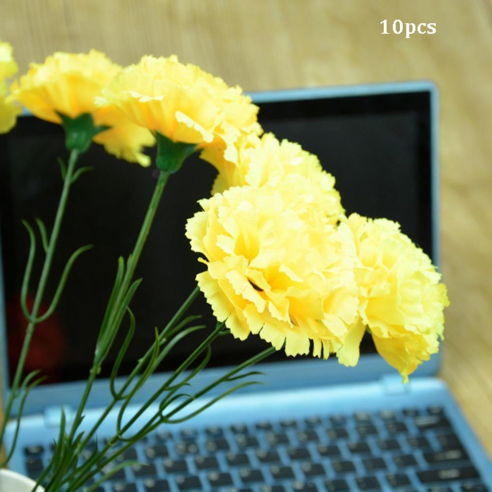 10pcs High Quality 10 Heads Artificial Flowers Silk Multicolors Wedding Arch Decor Carnation Small Carnation
