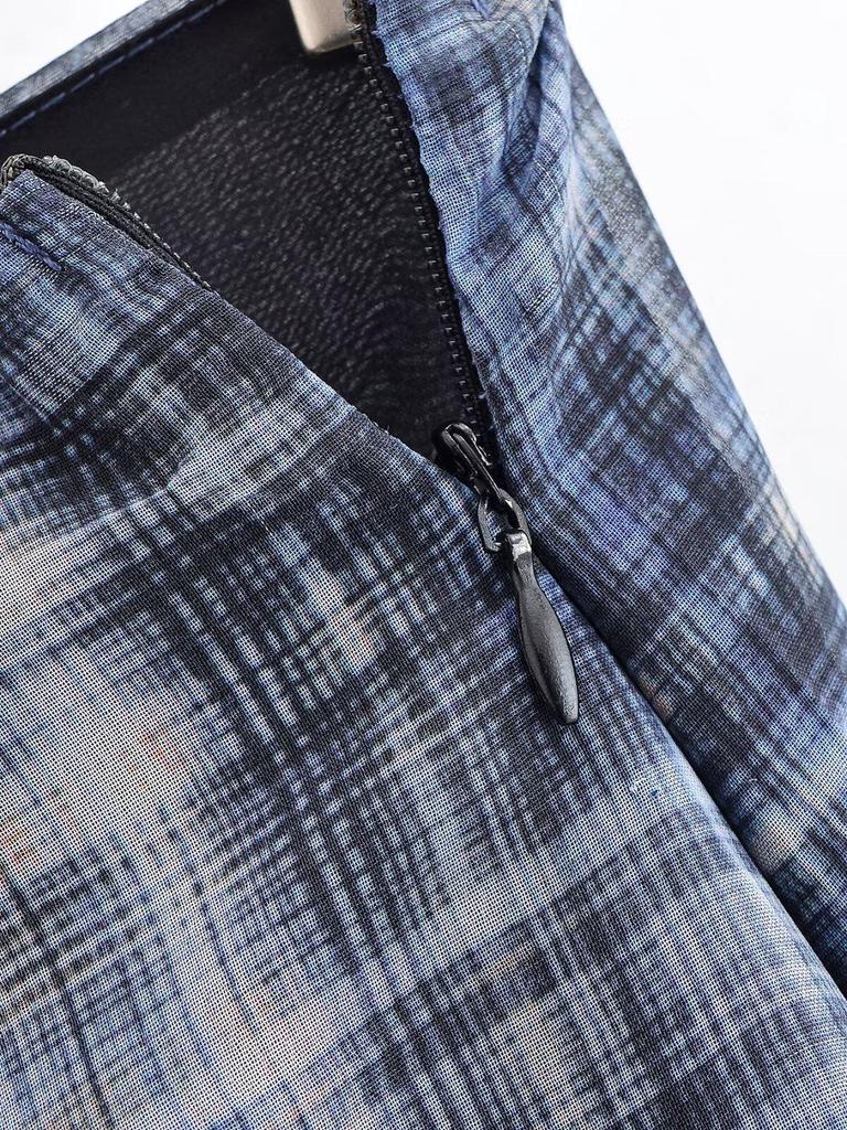 TAOP&ZA Women's European & American Style Asymmetrical Plaid Midi Skirt - 2026 Spring Fashion Collection