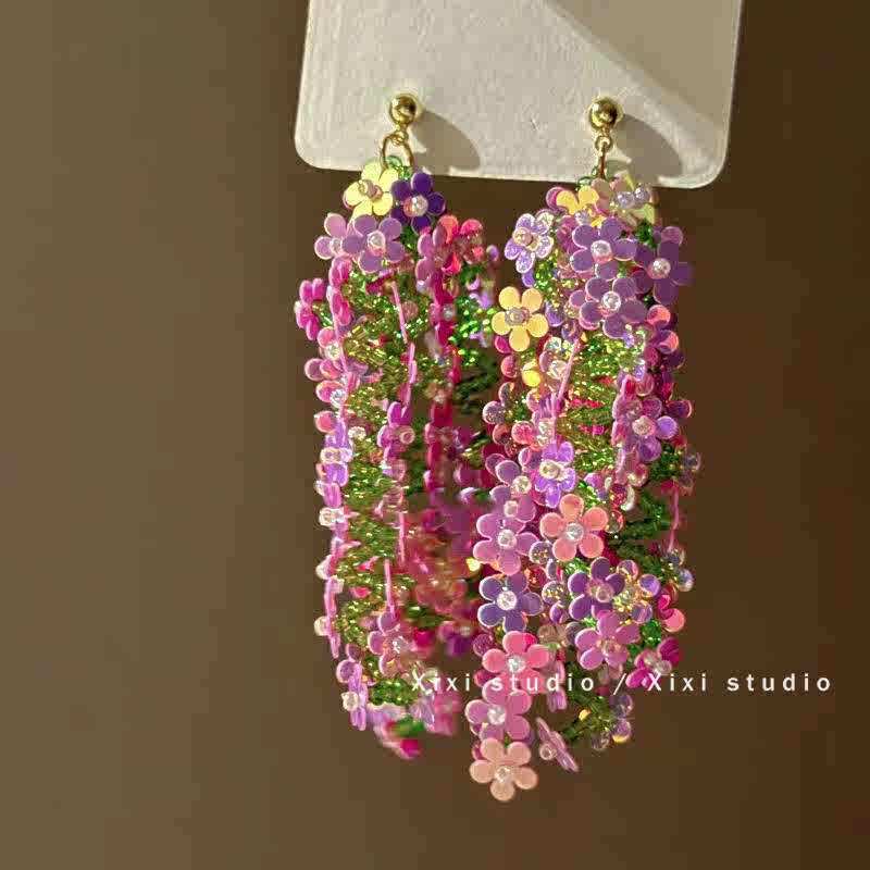 

Французские ретро серьги с цветами, бисером и бахромой, высококлассные, нишевые, с нежным темпераментом, серьги-гвоздики, серьги в стиле отпуска