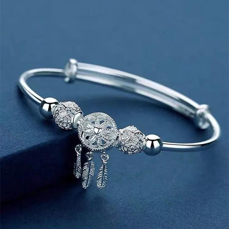 Fashion 925 Silver Bracelet Woman Luxury Designer Bracelet Adjustable Charm Bangle Girls Party Wedding Jewelry Gifts