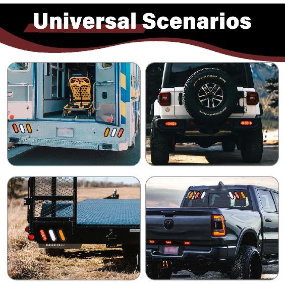 NEW SUN 6 Inch Oval LED Trailer Lights - 21 LED Ultra Bright Tail Light Kit With Surface Mount Grommets, Watertight 3-Prong Plug Reverse IP 67