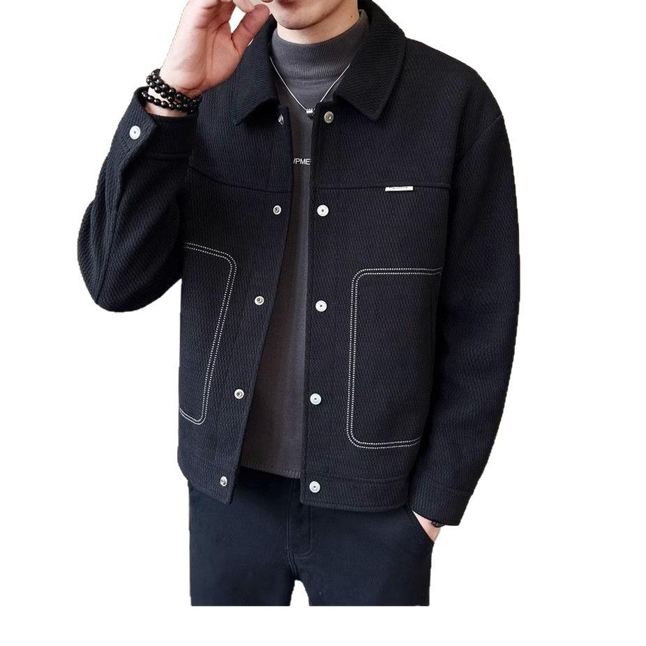 Men's Autumn Classic Casual Lapel Jacket - Versatile, Trendy, and Handsome Loose Fit Short Outerwear