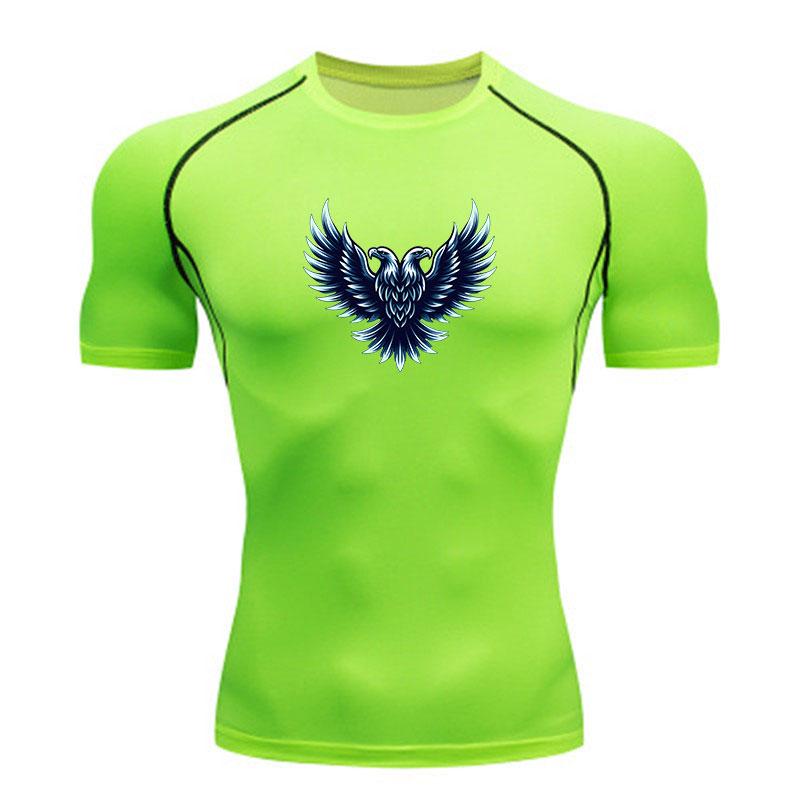 Men's Compression Workout T Shirt, Double Headed Eagle Print