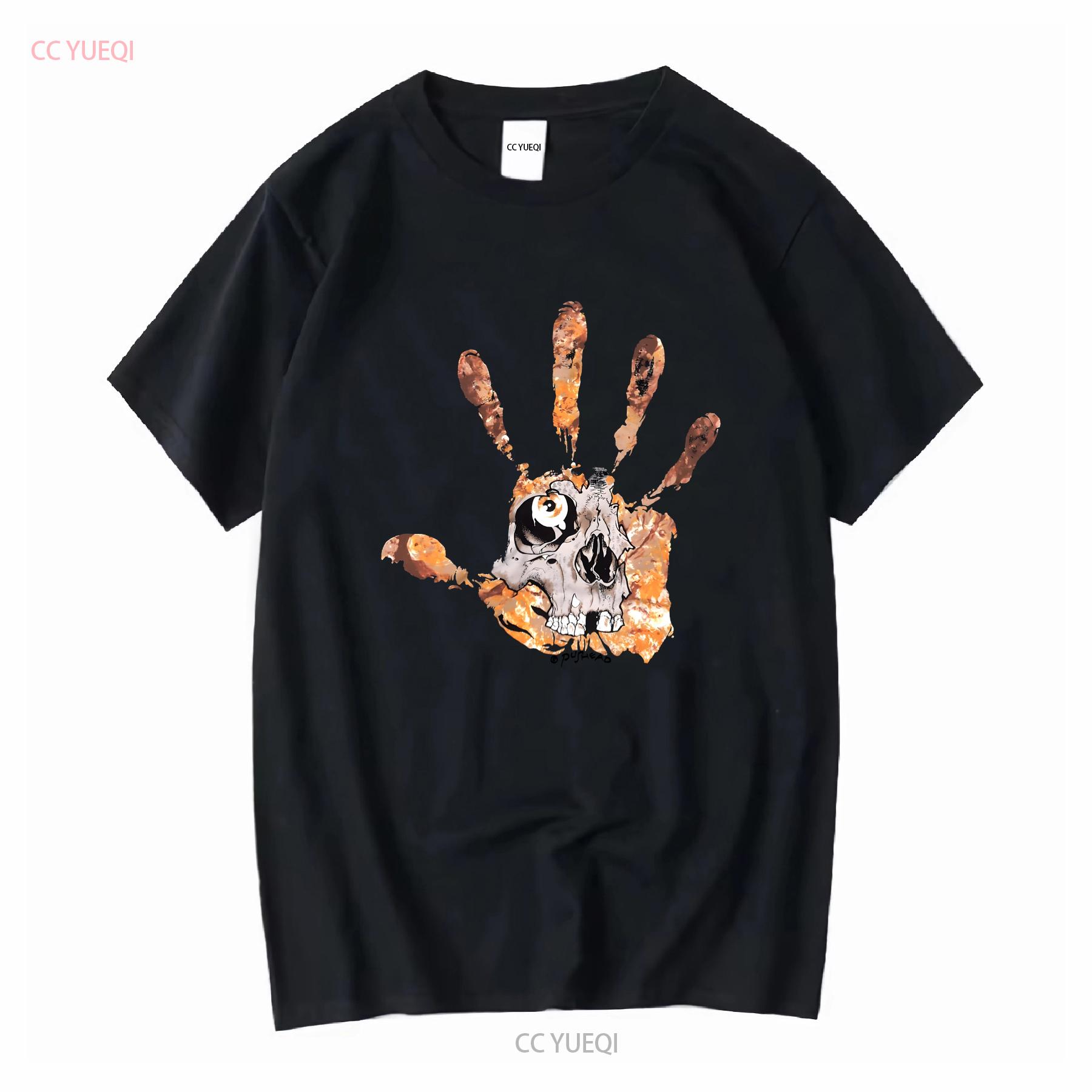 

Vintage Y2K Pushead Skull Handprint T Shirt S Skate Punk Misfits Zorlac Metal vintage Washed Soft homme Casual streetwear 4XL
