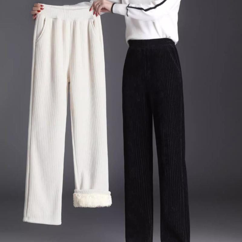 Chenille Wide-leg Pants Women's Winter Plus Velvet Pants Women's Straight Casual Lamb Velvet Women's Pants Autumn