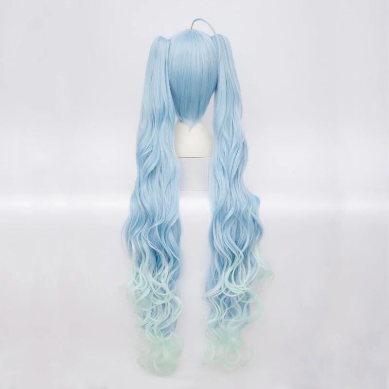 100cm/39" V SEASON Women  Magical  Snow MIKU Cosplay Wig Long Gradient Blue Hair with Ponytails