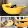 Warm Cat Cave Bed for Indoor Cat Cartoon Banana Hideaway Beds Soft Tent House