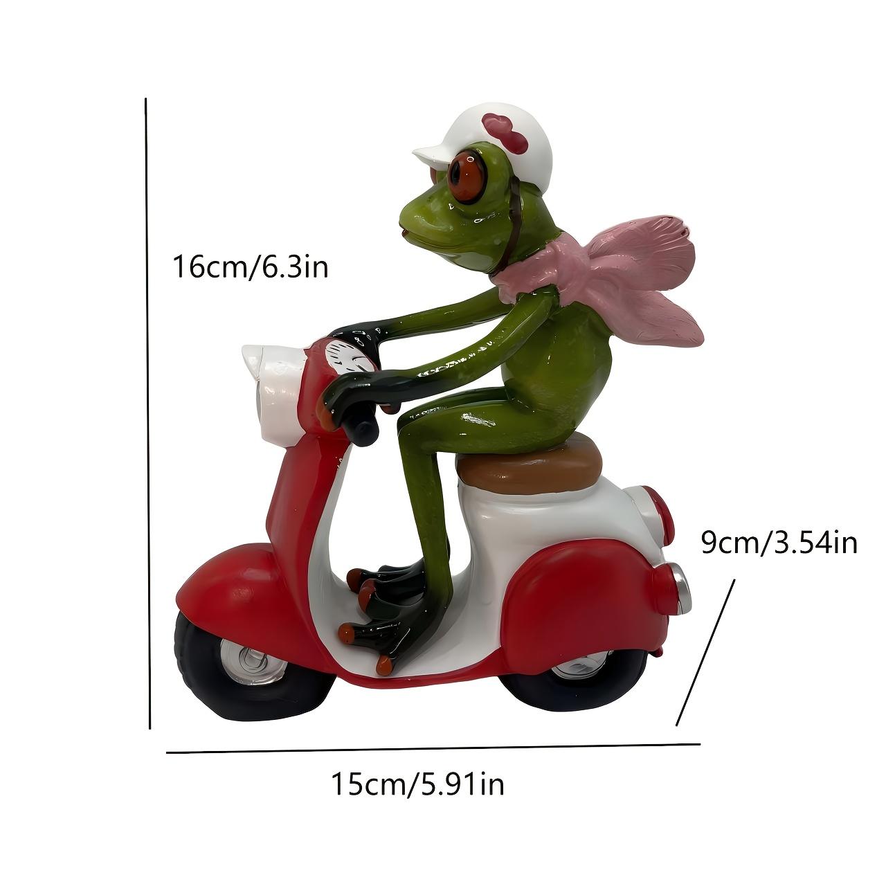 

1pc Funny Motorcycle Frog Decor , Riding Red Scooter-like Motorcycle, with Helmet, Green Frog Decoration for Home, Office, Party 69008