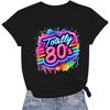 Retro 80's T-Shirt for Women Vintage Neon 80's Shirt Rave Theme Party Tshirt Crew Neck Tee Tops