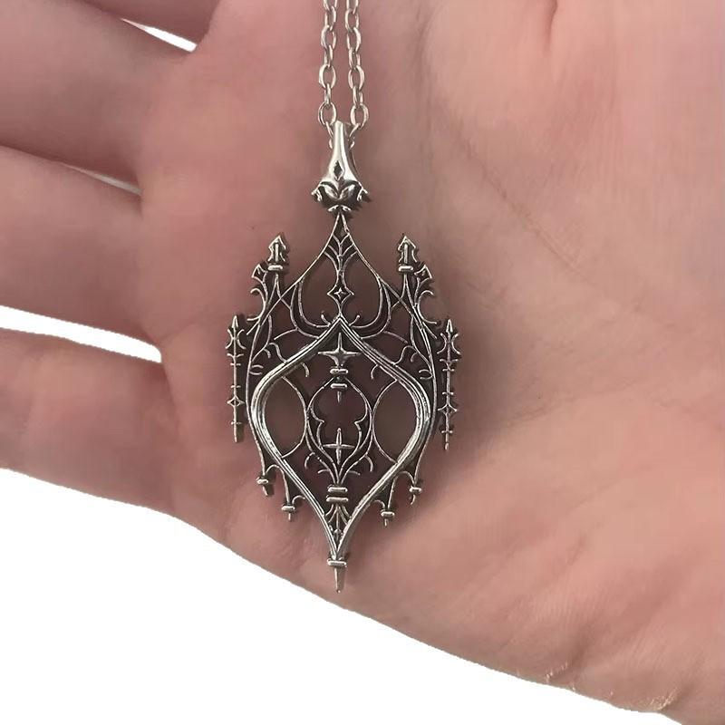 Castle Vintage Punk Pendant Necklace Alloy Drop Shape Link Chain Festival Gift
