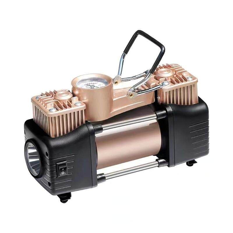 Car-Mounted Air Pump, Portable Car Air Pump, Car Tire Electric High-Power 12V Dual-Cylinder Air Pump 12V Double Cylinder Gold Air Pump