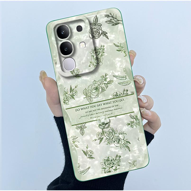 For Vivo Y29 4G Phone Case Fashion Simplicity Oil Painting Flower Soft Liquid Silicone Shell Back Cover For Vivo Y 29 4G Fundas