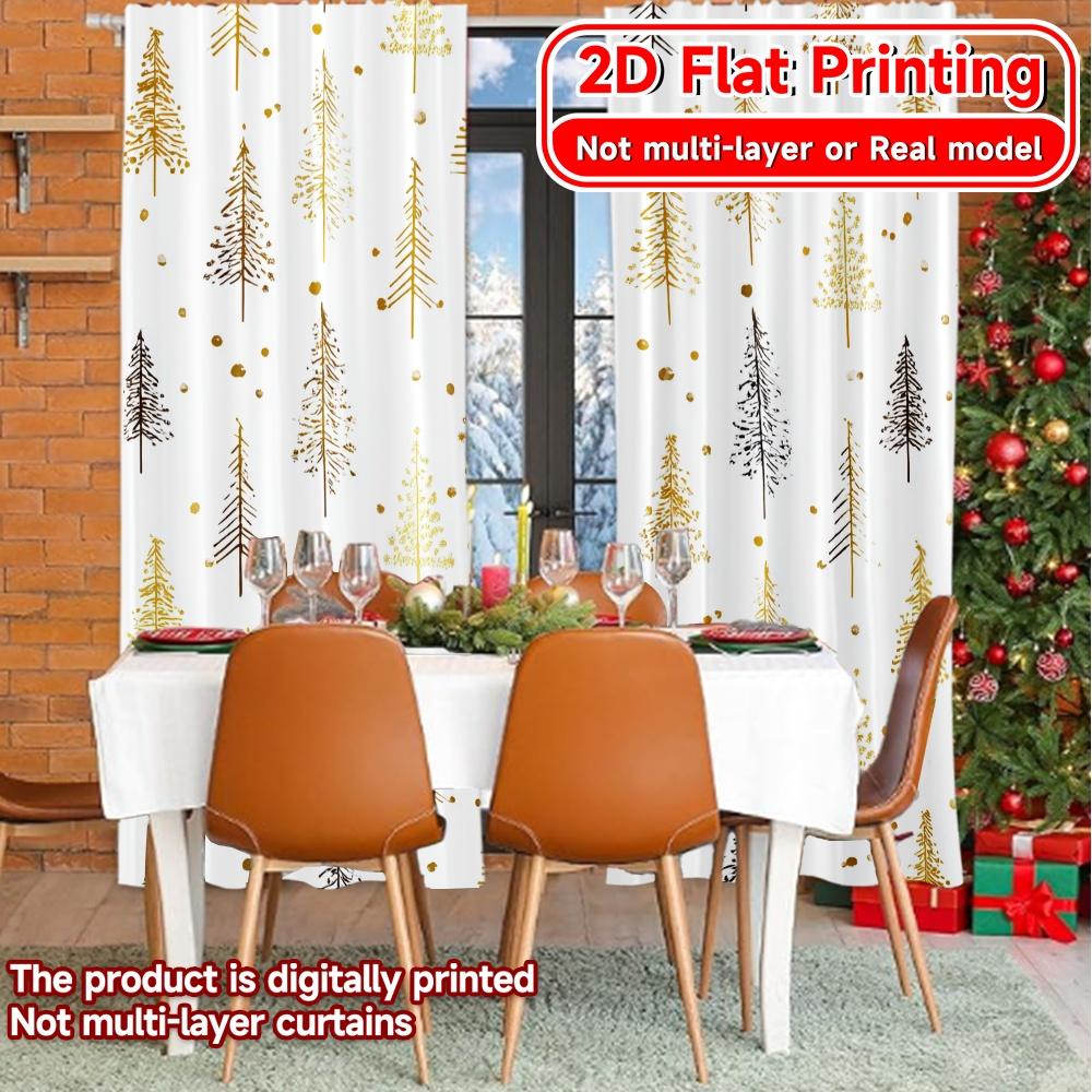 Flat Printing Festive Doodles Curtain Fabric Versatile Polyester Curtains Decorations Home Use Set Of 2 Modern Made Washable