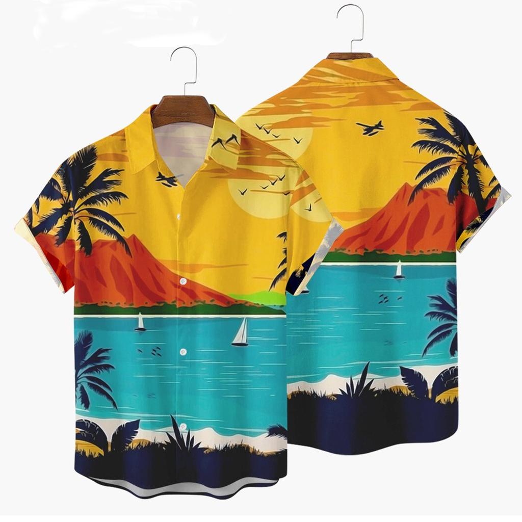 Summer New Plus Size Men's Casual 3D Digital Printed Short Sleeved Shirt Men's Shirt