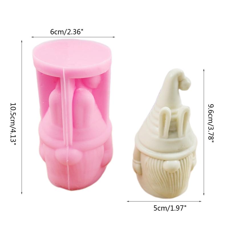 Christmas Candle Mold Long Ear Santa Claus Silicone Mold Gnome Epoxy Resin Mold 3D Casting Mold for DIY Aromatherapy
