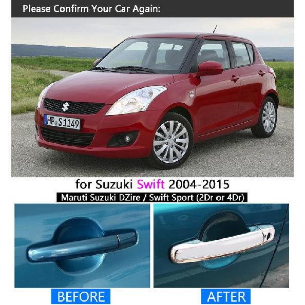 For Suzuki Swift 2004 - 2015 Chrome Handle Cover Trim Set Maruti DZire 2005 2007 2009 2011 2013 Accessories Stickers Car Styling