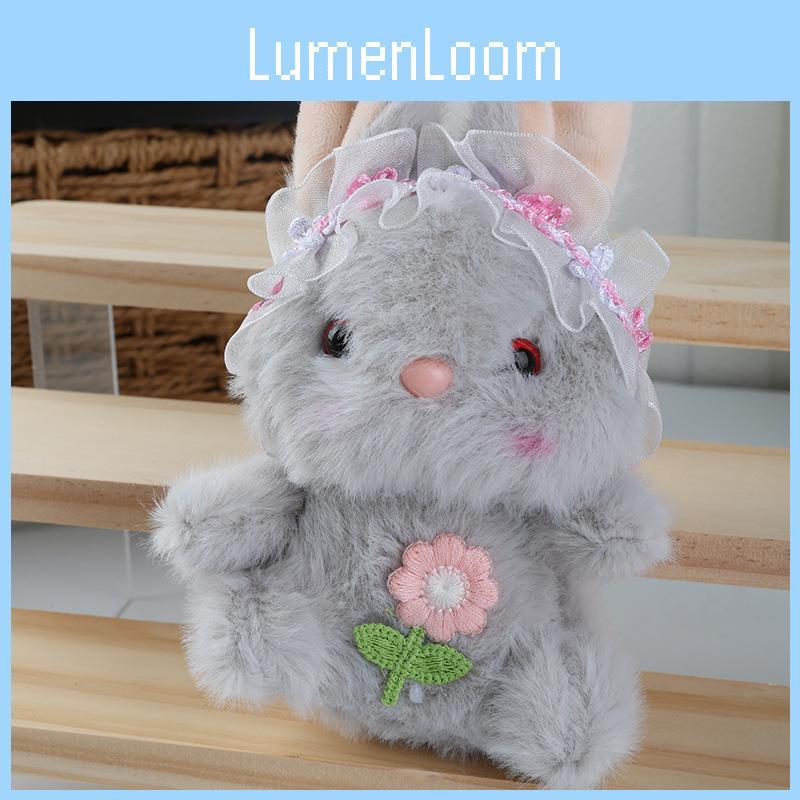 Embroidery Flower Cute Lace Headwear Cartoon Rabbit Plush Toy Pendant For Kids