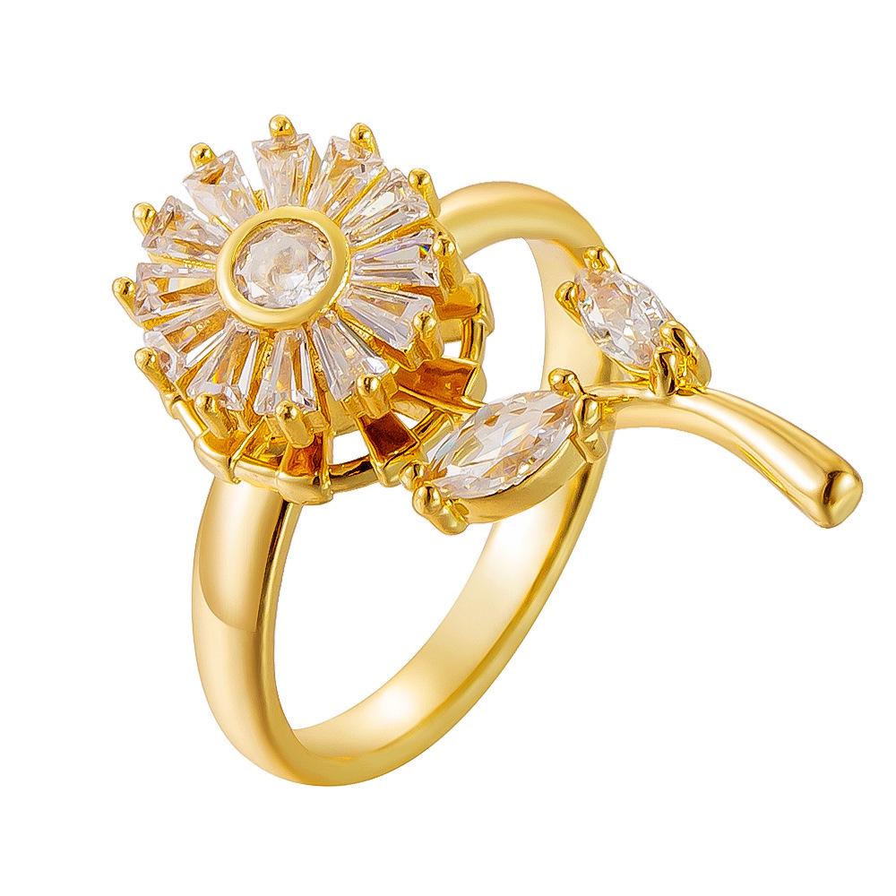 Diamond Sunflower Clover Adjustable High-end Korean Style Ring