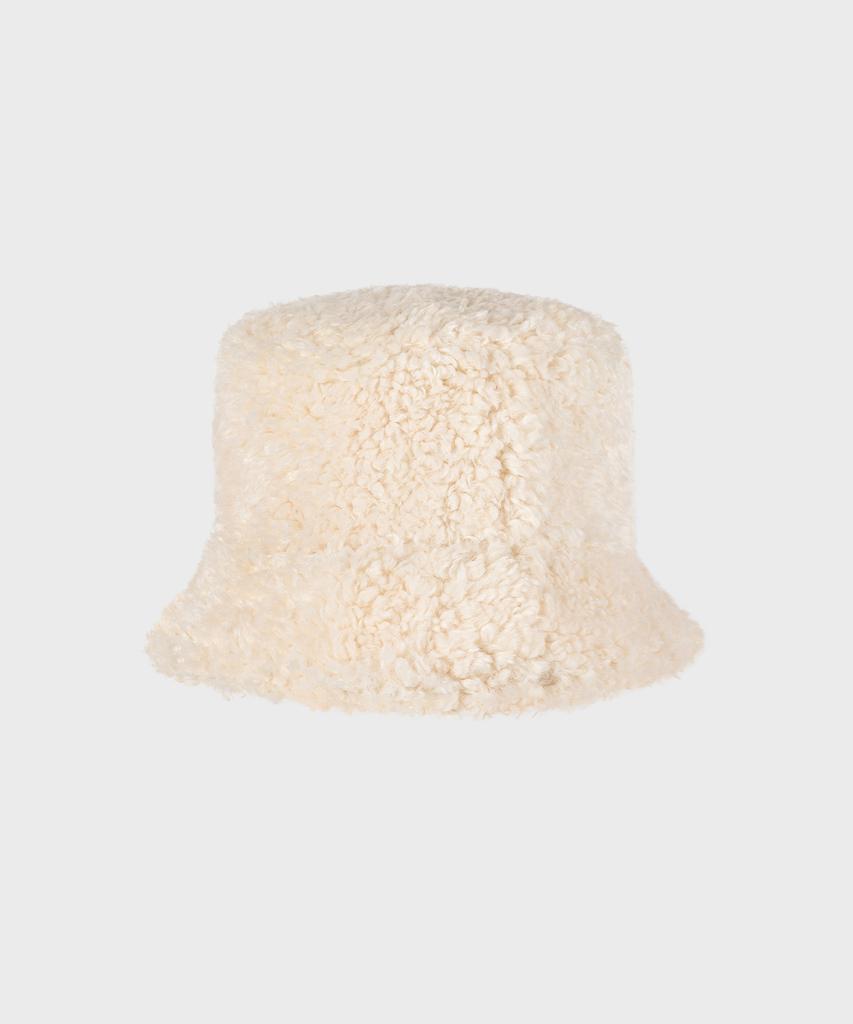 FALLETT Reversible Shearling Bucket Hat Beige