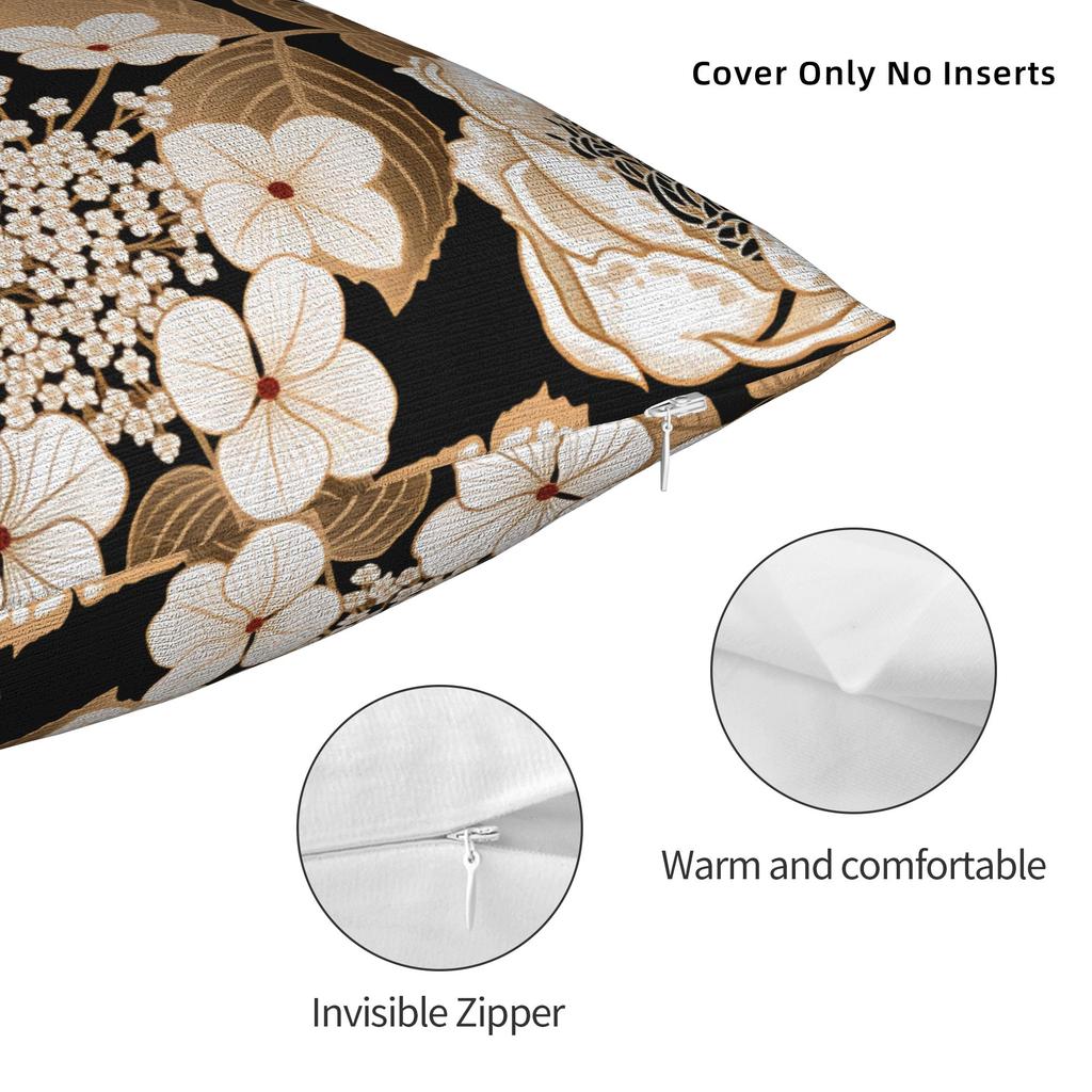 Black White Gold Flower Pillow Cover Fashion Pillow Case For Sofa Bedroom Home Decor Square Cushion Cover Birthday Present
