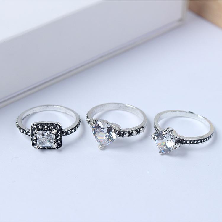 

Простой и модный набор колец с бриллиантами, модный геометрический набор в стиле ретро Love, кольцо-кольцо.