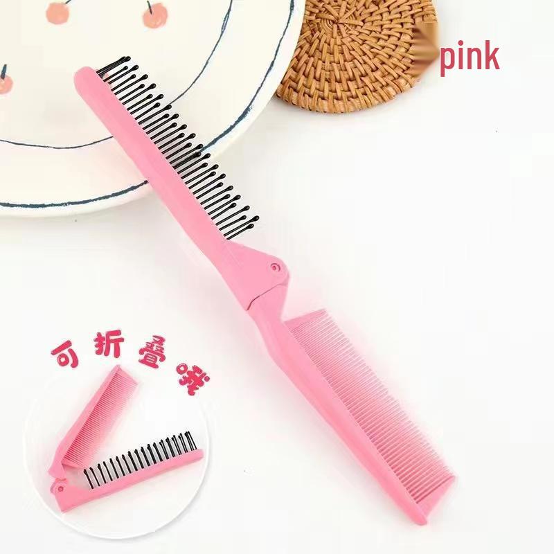 Portable 2-in-1 Foldable Hair Comb: Compact & Cute for On-the-Go Styling