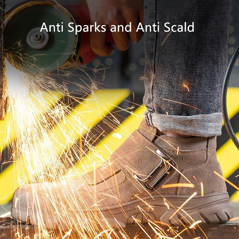 Anti Spark Welding Shoes for Welder Anti Scalding Suede Safety Shoes for Work Anti Smashing Anti Puncture Working Shoes for Men