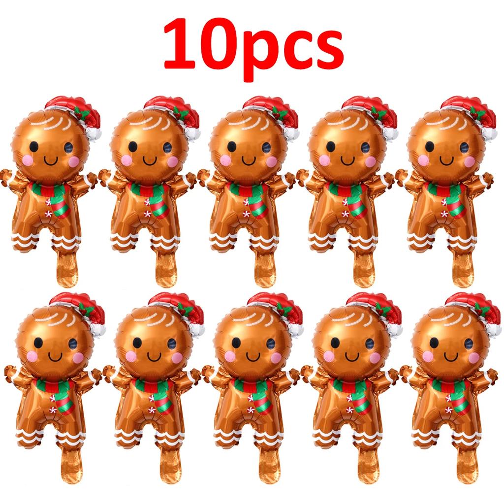 15-1PCS Christmas Balloons Aluminum Foil Small Balloon Toy Xmas Tree Gingerbread Man Santa Birthday Party Holiday Decoration