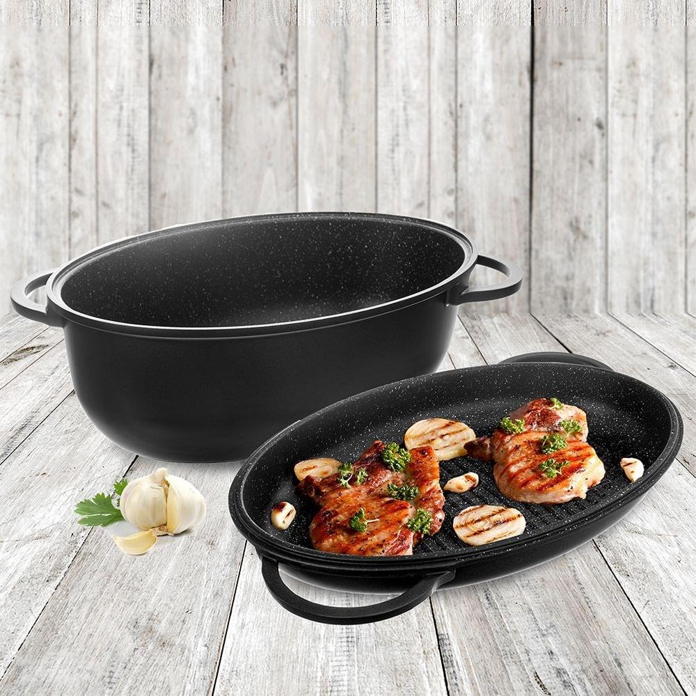 Žulový pekáč s víkem 2v1 GRANDE 10 l, 43x28 cm