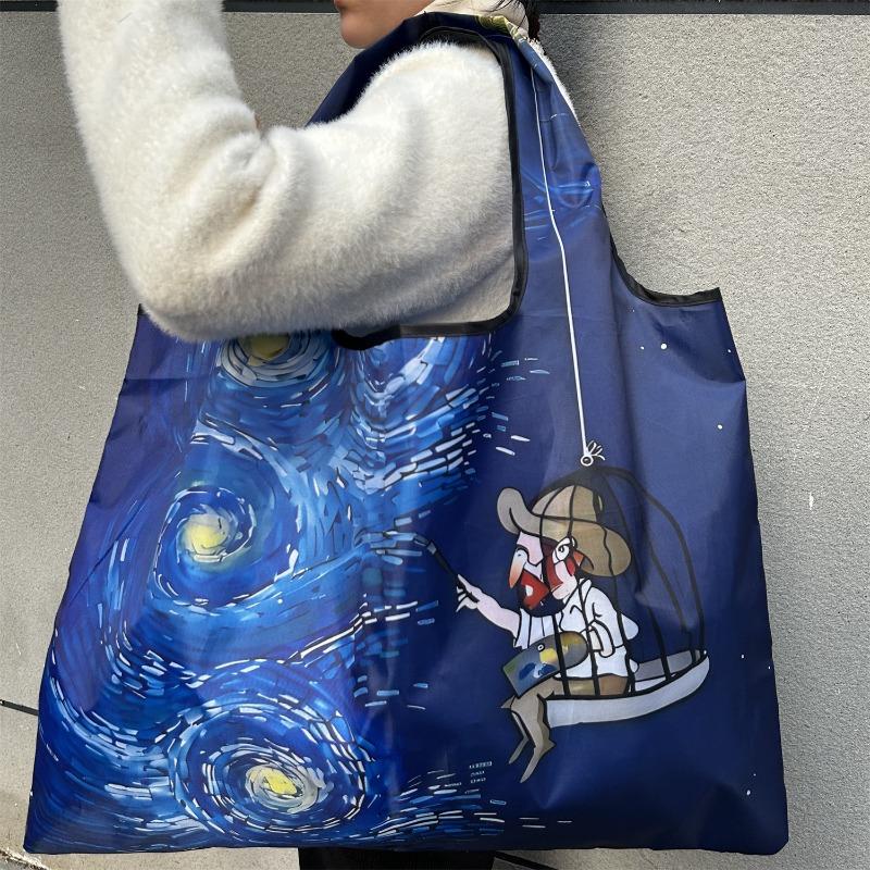 Large-capacity Environmental Protection Portable Ladies Backpack, Foldable In a Variety of Patterns,  Portable Shopping Bag, Suitable for Daily