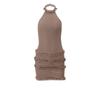 French Pure Desire Sexy Wooden Ear Patchwork Halterneck Dress Female Autumn Brown Sexy Open Back Slim-Fit Hip-Wrapped Short Dress