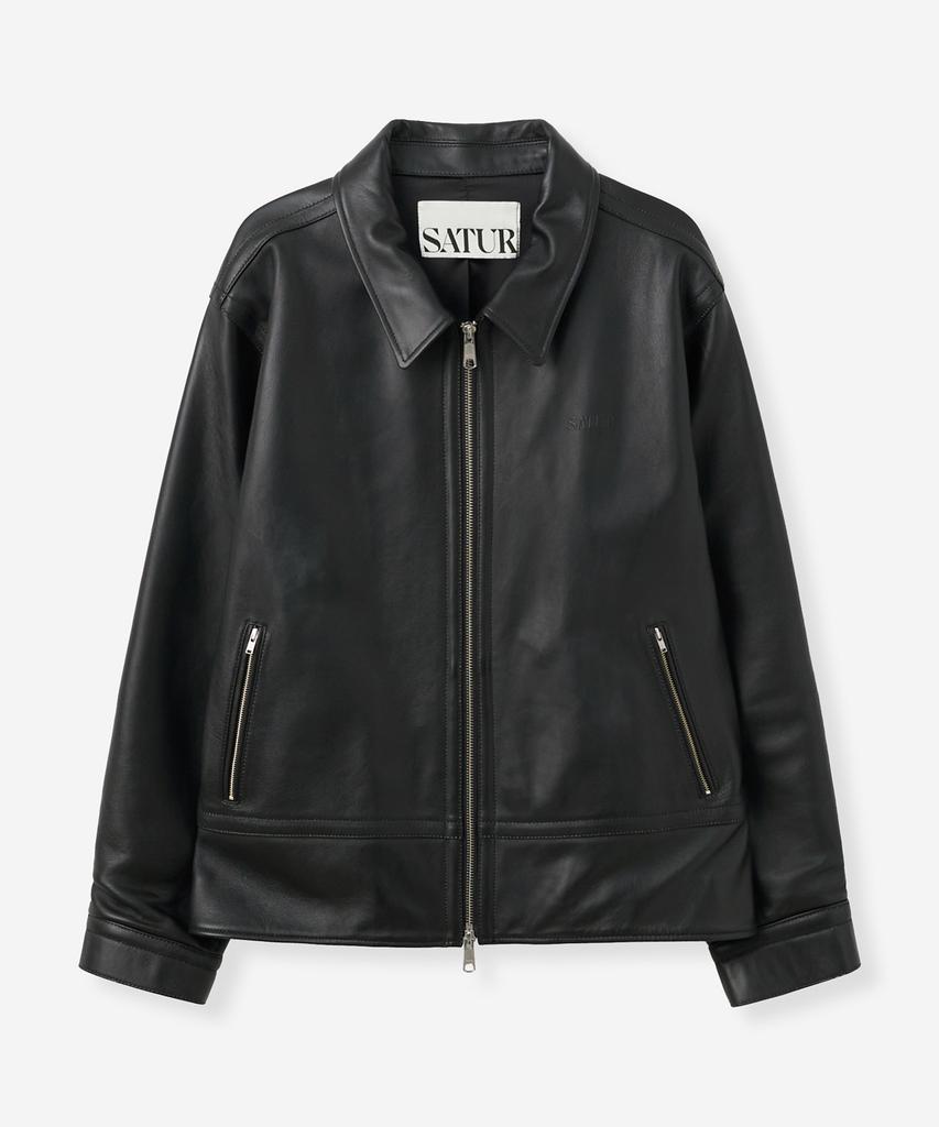 SATUR Vintage Real Leather Jacket Black