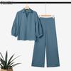 Women 3/4 Sleeve Blouse and Pants Summer Two Piece Suit Sets