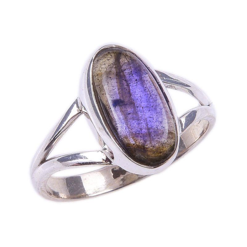 Natural Labradorite Gemstone Handmade 925 Solid Sterling Silver Ring Size 6 B1V05