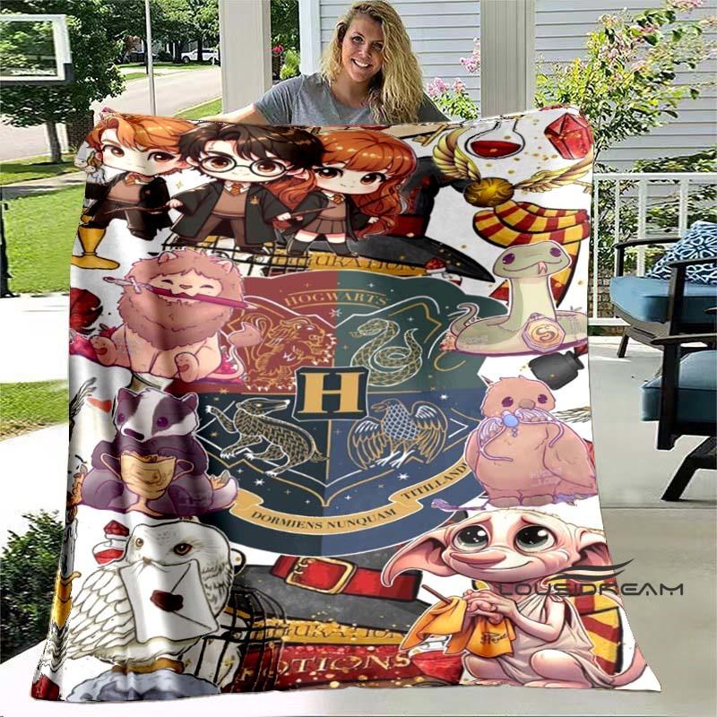Cute & Kawaii-Style 3D Printed Blanket — Harry Potter Theme: Warm and Cozy Flannel Throw. Perfect for Bedrooms, Sofas, Beds, Sea