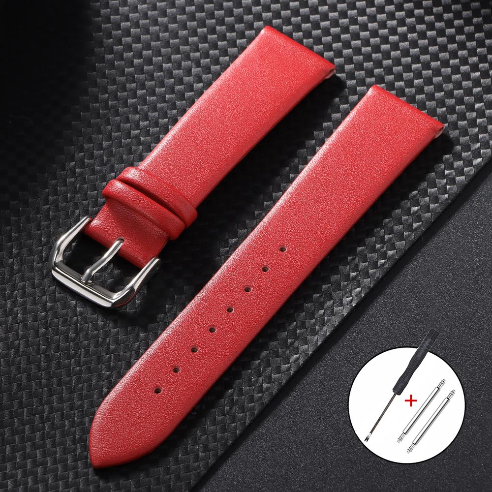 18mm 20mm 22mm Ultra-thin Genuine Cowhide Watchband Men Women Universal Watch Strap Brown White Black Wristband for Smartwatch