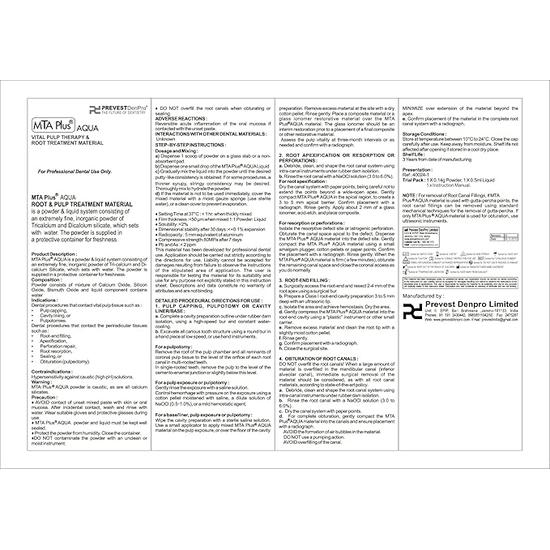 Prevest DenPro MTA Plus Aqua 0.14gm Powder and 0.5ml Liquid