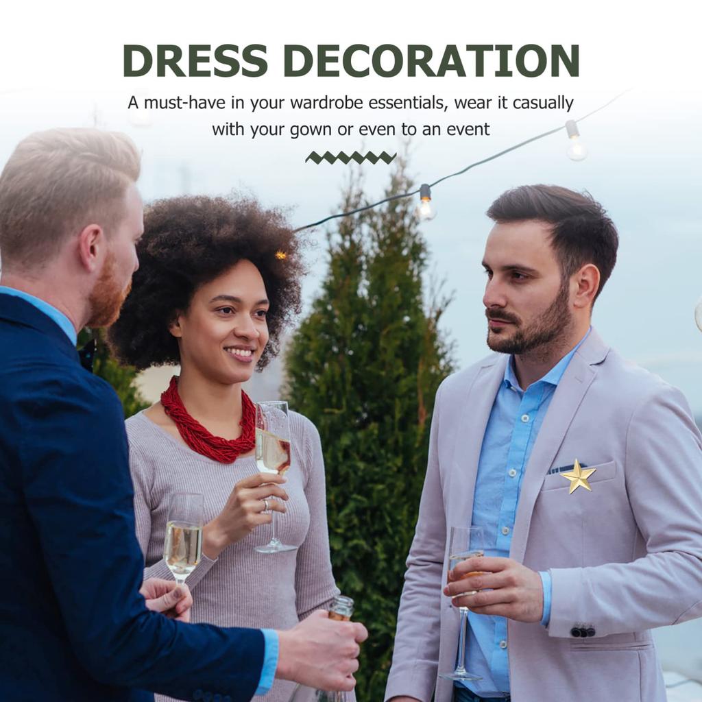 FOMIYES 12-teiliges Set Stern-Anstecknadeln, Gold, 0,8 x 0,8 Zoll, Stern-Accessoires, Pentagramm-Abzeichen, Party-Kostüm-Dekorationen, für den Unabhängigkeitstag