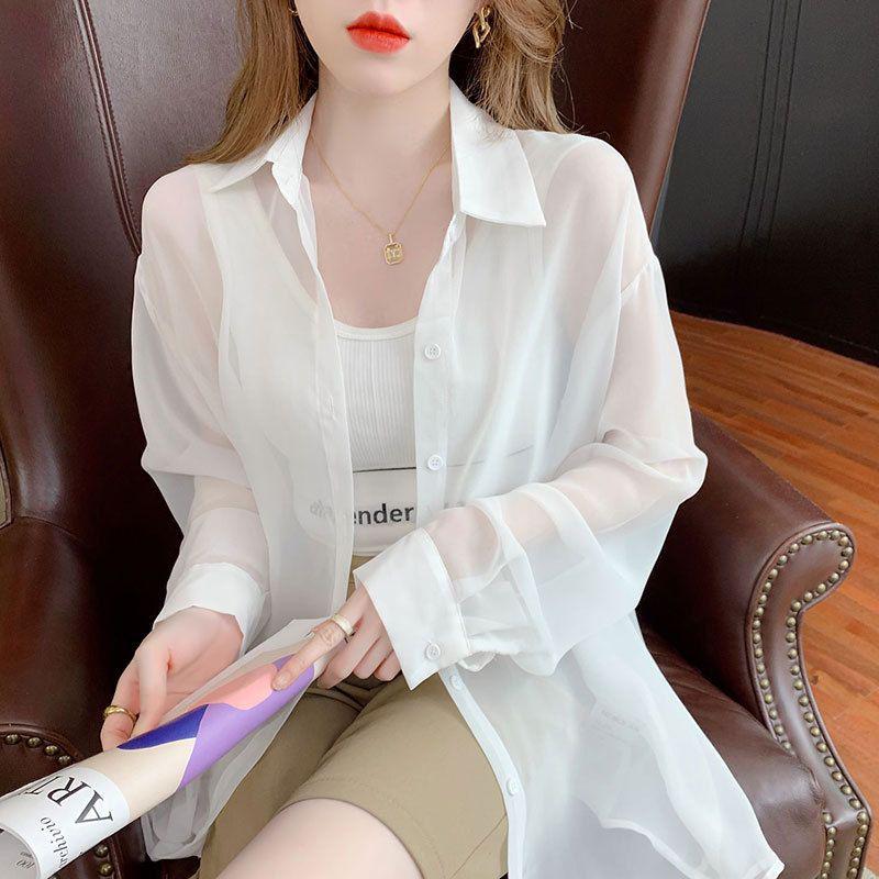 

Французский ледяной шелк шифон защита от солнца женская повседневная свободная летняя куртка S белый