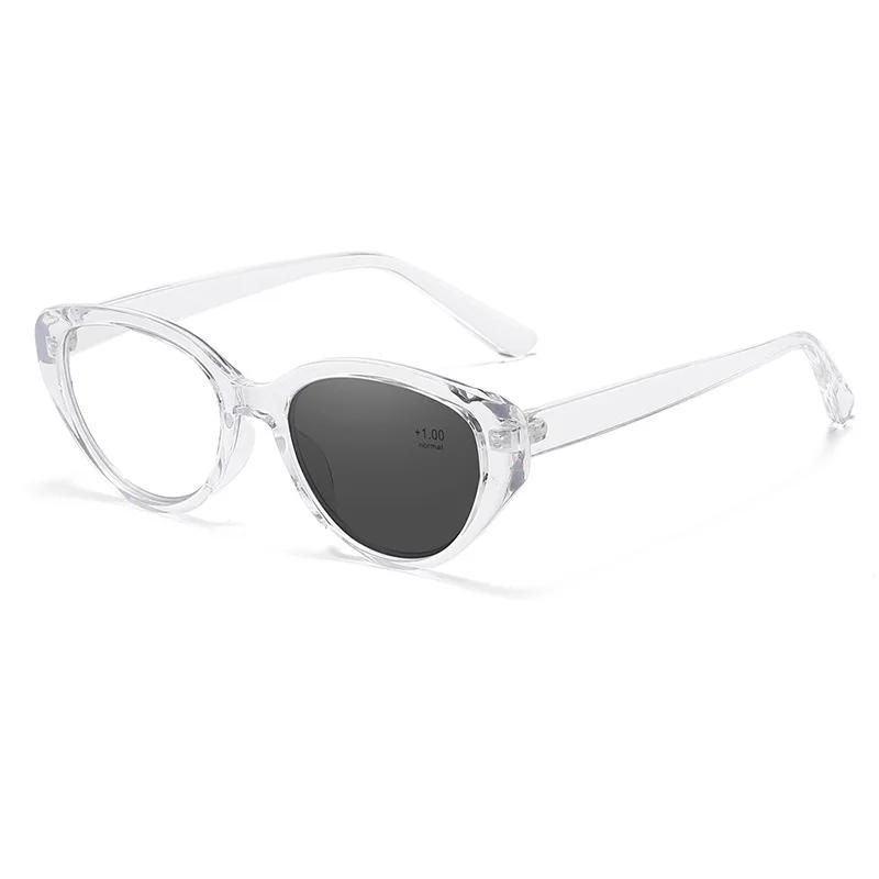 Womens Retro Cat Eye Reading Glasses Anti Blue Light Photochromic Presbyopia Glasses Fashion Clear Lens