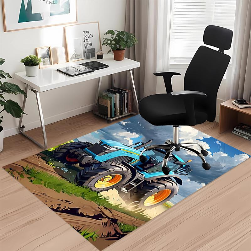 Truck Printed Carpet, for Office Chair Living Room Bedroom Kitchen Room Decor Gifts.