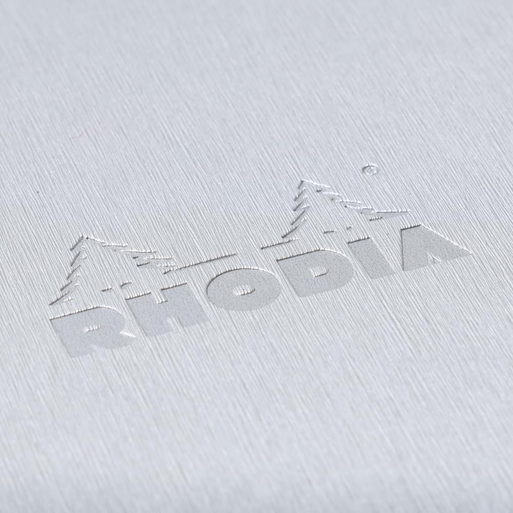 RHODIA Metallic PU Leather Ballpoint Pen Script Set Silver RHODIA A7 Notepad with 5mm RHODIA cfmtpu11setsv (Block No.11 White/80 Sheets, Grid)