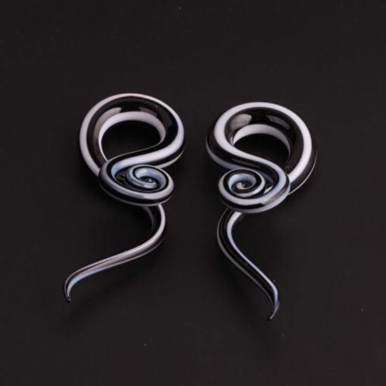 1 Par Unisex Calibres para Oreja de Caracol Retorcido de Vidrio Colgantes Tapones Dilatadores Expansores