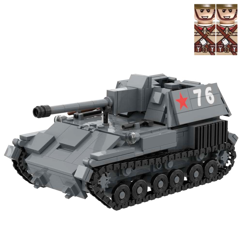 SU-76 Self-Propelled Gun Building Blocks Set Military Weapons Toy with 2 Soldiers Bricks Kit Su76 Christmas Birthday Gifts