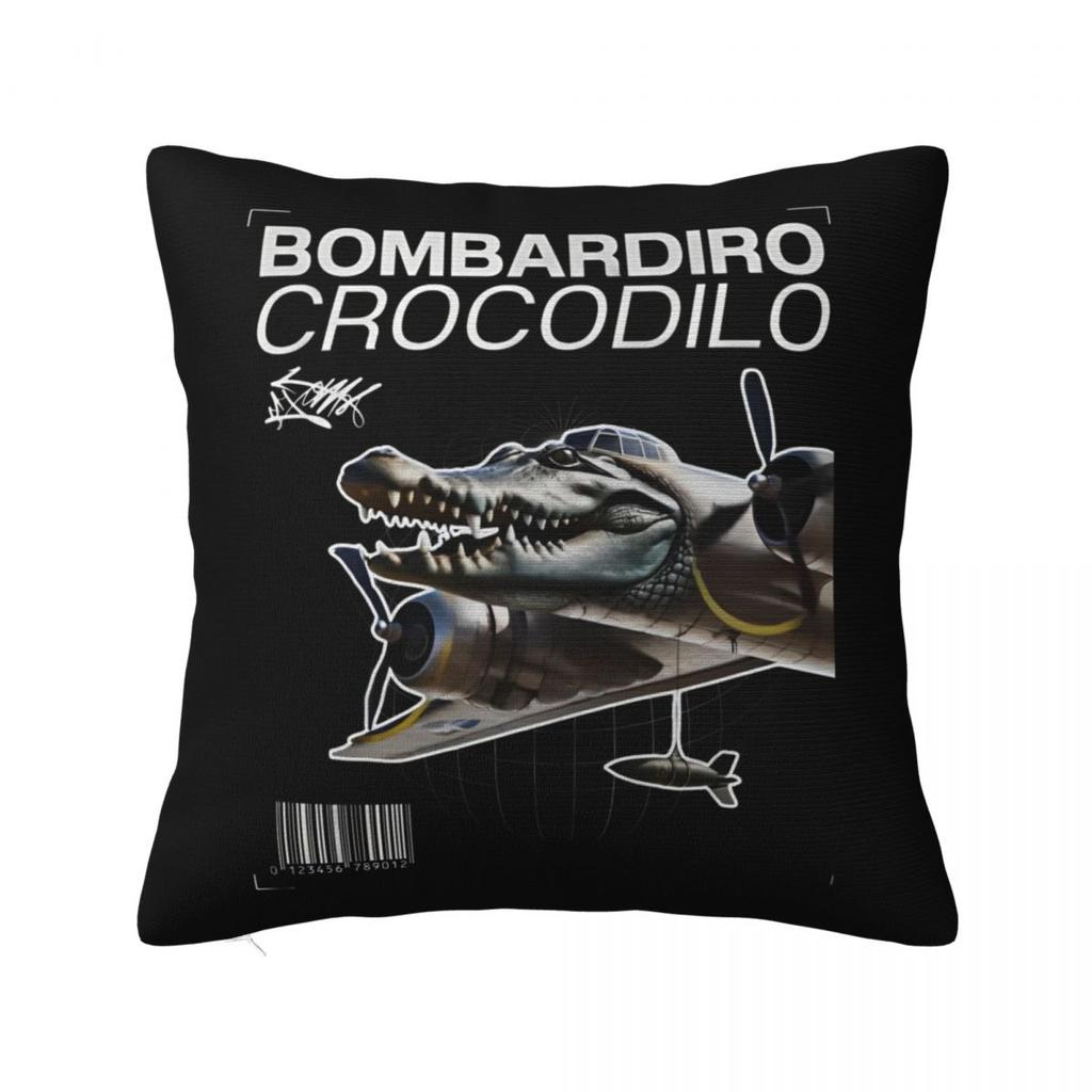 Meme Brainrot Bombardino Crocodilo Poszewka na poduszkę Pokrowiec na poduszkę Kreatywny Zamek Błyskawiczny Poszewka na poduszkę do rzucania Pokrowiec na siedzisko 45x45cm