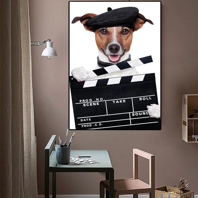 Modern Cartoon Animal Poster and Prints Funny Police Dog Canvas Painting Wall Picture for Pet Store Kids Nursery Room Decoration No Frame