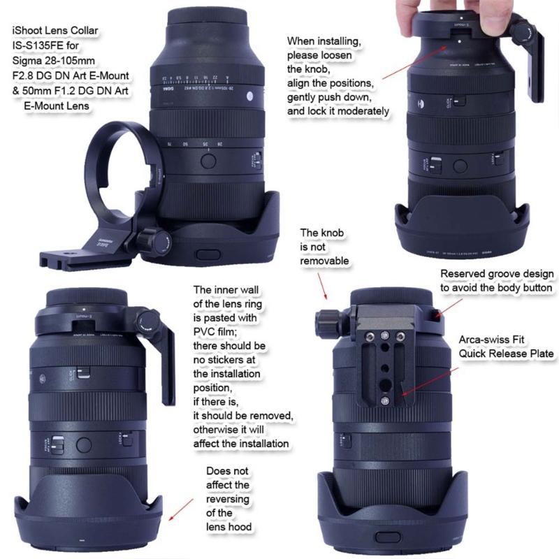 IS-S135FE Tripods Mount Collar For 28-105mm F2.8 DN Art Mount Compatibles Arca Quick Release Plate